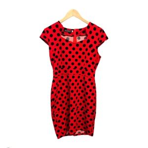 MF Dress Red 50’s style Polka Dot Body Con Dress